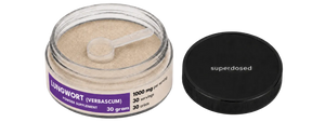 Supplement jar labeled 'Lungwort' with a black cap on a white background